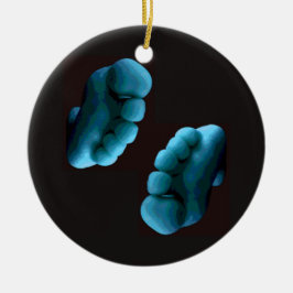 Ornamento De Cerâmica Pés azuis