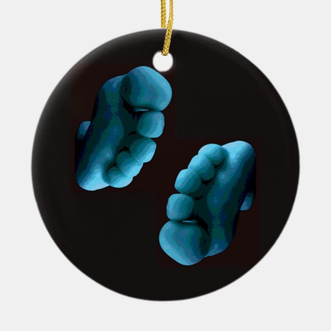 Ornamento De Cerâmica Pés azuis (Frente)