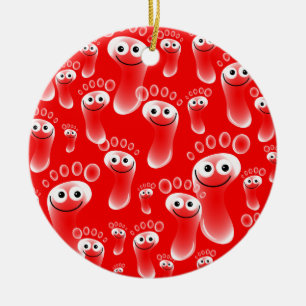 Ornamento De Cerâmica Pés vermelhos felizes