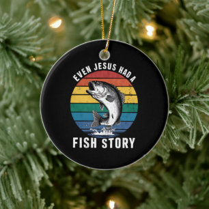Ornamento De Cerâmica Pesca Até Jesus Tinha História de Peixe Róbalo Eng