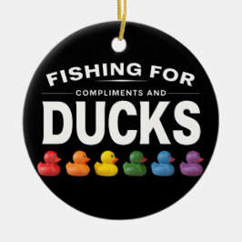 Ornamento De Cerâmica Pesca de complementos e patos - Borracha Humorosa