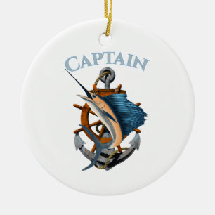 Ornamento De Cerâmica Pesca de mar profundo do capitão Náutico Âncora