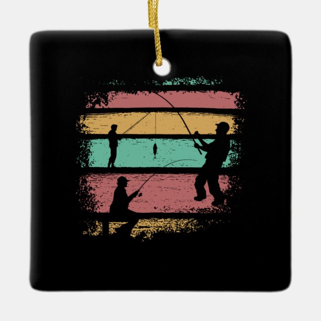 Ornamento De Cerâmica Pesca de Vintage (Frente)