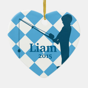 Ornamento De Cerâmica Pesca ida rapazes pequenos