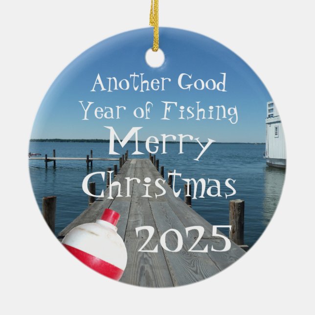 Ornamento De Cerâmica Pesca "Outro Bom Ano de Pesca" (Traseira)