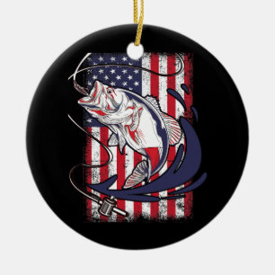 Ornamento De Cerâmica Pesca Prende Bandeira Americana Funny Vintage