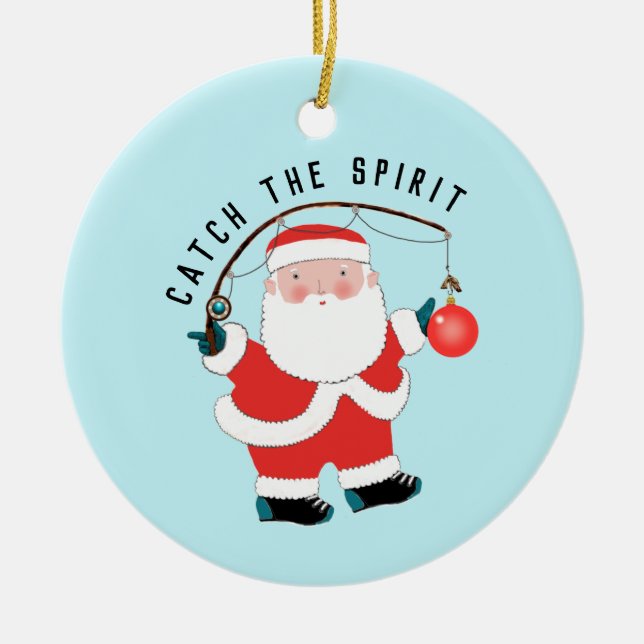 Ornamento De Cerâmica Pescador de Pesca Coletivo de Natal (Frente)