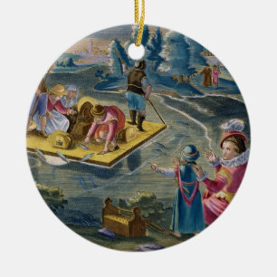 Ornamento De Cerâmica Pescando em um lago na noite, chapeie 101 'de