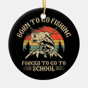 Ornamento De Cerâmica Pescaria Engraçada Peixe Pescador Crianças Nascere