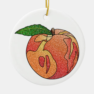 Ornamento De Cerâmica Pêssego com brilho