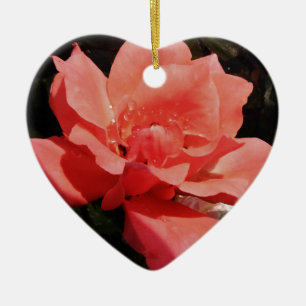 Ornamento De Cerâmica pêssego cor-de-rosa e dewdrops