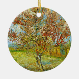 Ornamento De Cerâmica Pessegueiro Rosa em Flor por Vincent van Gogh