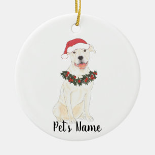 Ornamento De Cerâmica Pessoal Pitbull Personalizado (Branco)