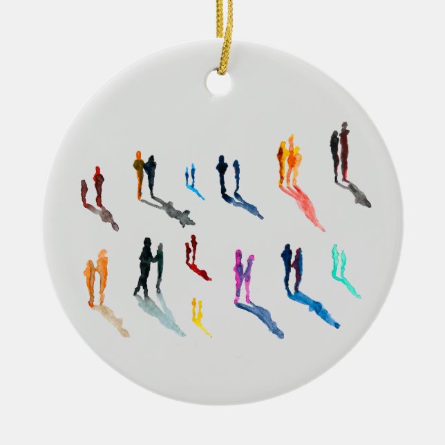 Ornamento De Cerâmica Pessoas art aquarela arte (Frente)