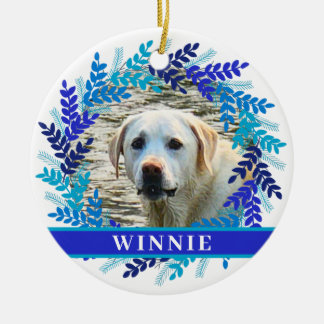 Ornamento De Cerâmica Pet 2 Photo Wreath Christmas Wreath