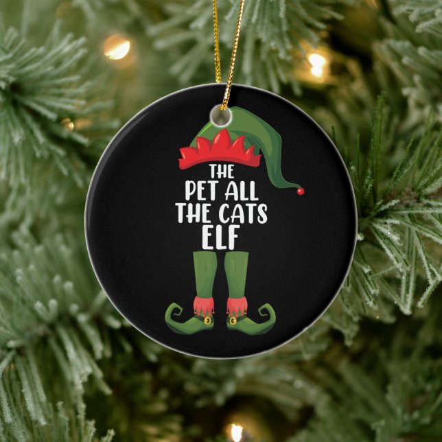 Ornamento De Cerâmica Pet All Cats Elf Matching Family Christmas (Árvore)