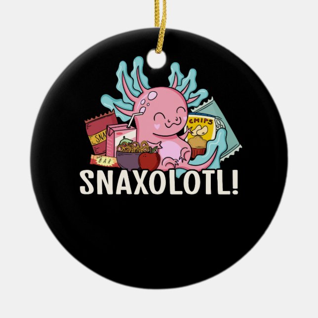 Ornamento De Cerâmica Pet Axolotl Snaxolotl Cute Snacks Paleontólogo K (Frente)