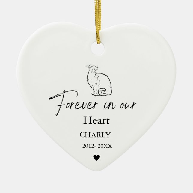 Ornamento De Cerâmica Pet Cat Dog Nome para Memória (Frente)