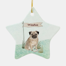 Ornamento De Cerâmica Pet Dog de Nome Personalizado
