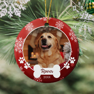 Ornamento De Cerâmica Pet Dog Photo Paw Personalizado Imprime o Natal Ve