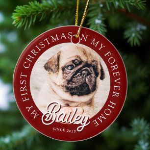 Ornamento De Cerâmica Pet é o meu primeiro Natal em Forever Home Modern