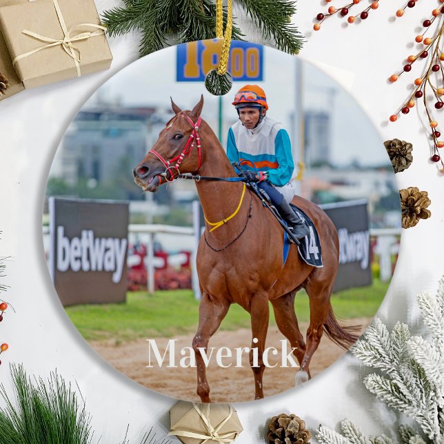 Ornamento De Cerâmica Pet Foto Personalizada Sobre Cavalo Equestre (Criador carregado)