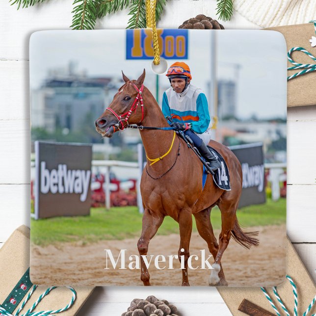 Ornamento De Cerâmica Pet Fotografia Personalizada do Pet do Cavalo Eque (Criador carregado)