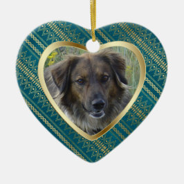 Ornamento De Cerâmica Pet Memorial Aztec Pattern Heart Keepsaoket