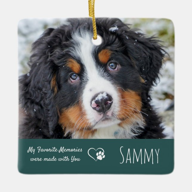 Ornamento De Cerâmica Pet Memorial Cote - Dog Photo Sympathy - Pet Loss (Frente)