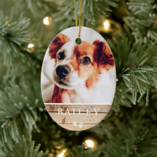 Ornamento De Cerâmica Pet Memorial Country Rustic Woodsy Paws Foto
