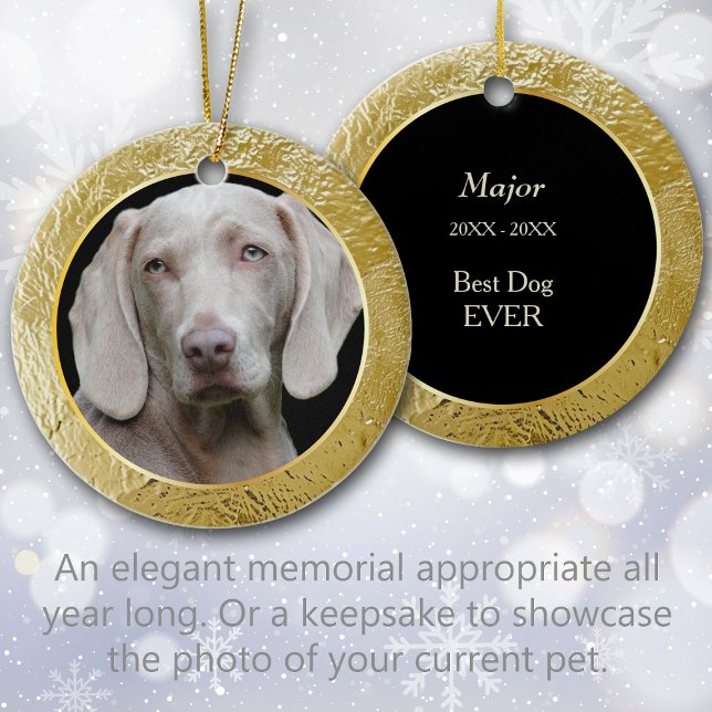 Ornamento De Cerâmica Pet Memorial Gold Foil Frame Photo Keepsake (Criador carregado)