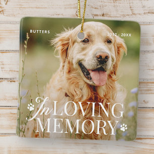 Ornamento De Cerâmica Pet Memorial In Loving Memory Modern Elegant Photo