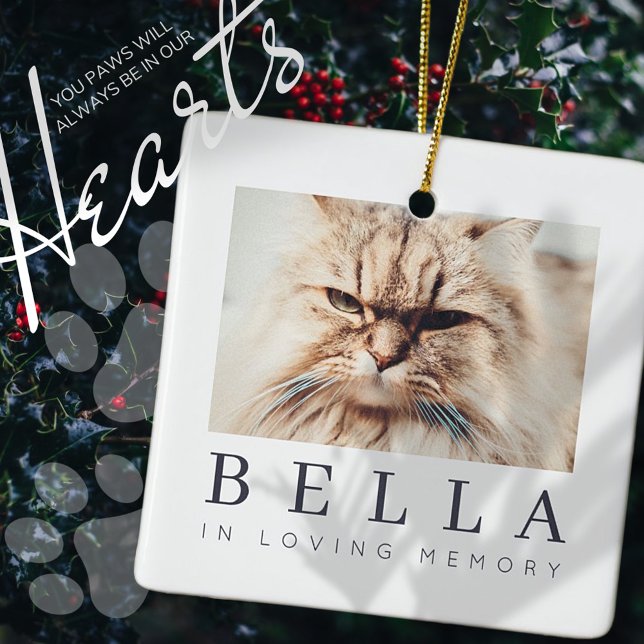 Ornamento De Cerâmica Pet Memorial Modern Simple Chic Family Photo (Criador carregado)