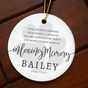 Ornamento De Cerâmica Pet Memorial Moderno Elegante Simples Paw Chic