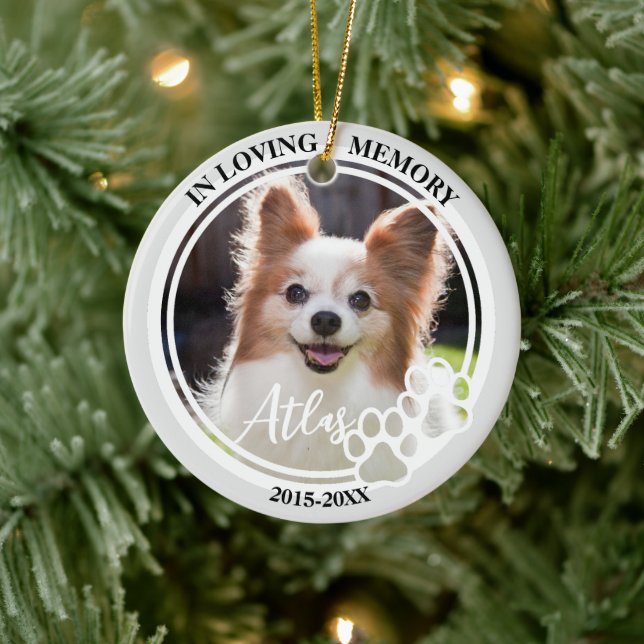 Ornamento De Cerâmica Pet Memorial Pet Perde Foto Personalizada de Cão (Árvore)