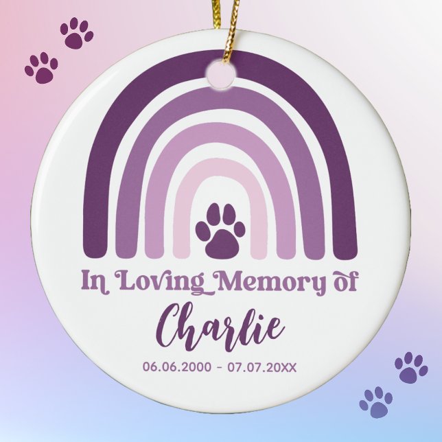 Ornamento De Cerâmica Pet Memorial Photo Keepsasaet (The Pet Memorial Photo Rainbow Keepsake Ornament is a heartfelt way to remember and honor your belov)