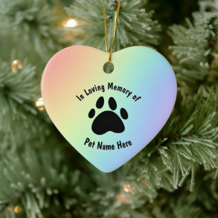 Ornamento De Cerâmica Pet Memorial Rainbow Heart