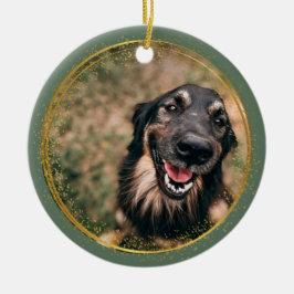 Ornamento De Cerâmica Pet Memorial Sage e Dourado Natal Personalizado