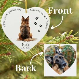 Ornamento De Cerâmica Pet Memorial Watercolor German shepherd Natal