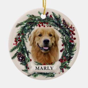 Ornamento De Cerâmica Pet Ornament Personalizado, Cão Natal 2022