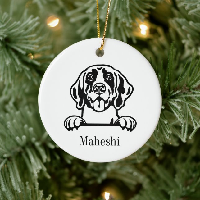 Ornamento De Cerâmica Pet Personalizado De Ponteiro Alemão Curto Ou (Árvore)