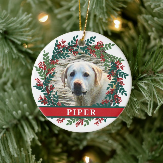 Ornamento De Cerâmica Pet Personalizado Foto de Fora de Natal Cerâmica (Árvore)