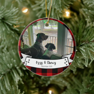 Ornamento De Cerâmica Pet Personalizado Foto Red Buffalo