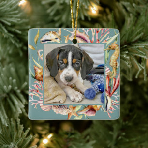 Ornamento De Cerâmica Pet Photo Beach, Natal personalizado