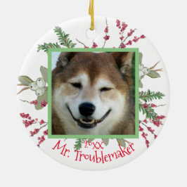 Ornamento De Cerâmica Pet Photo Christmas Custom Cute Papais noeis