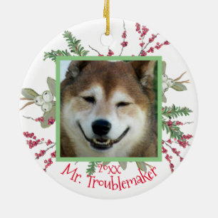 Ornamento De Cerâmica Pet Photo Christmas Custom Cute Papais noeis
