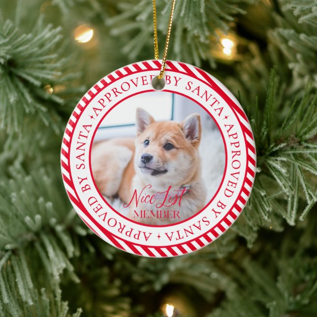 Ornamento De Cerâmica Pet Photo Papai noel Nice List Member (Árvore)