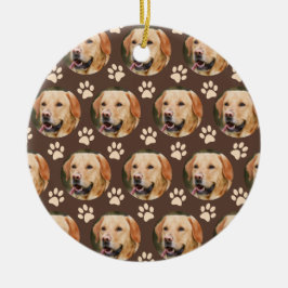 Ornamento De Cerâmica Pet Photo Pattern Dog Brown