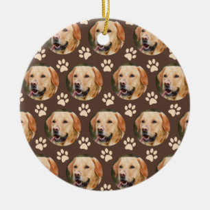 Ornamento De Cerâmica Pet Photo Pattern Dog Brown