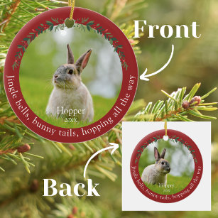 Ornamento De Cerâmica Pet Rabbit Bunny Foto Natal
